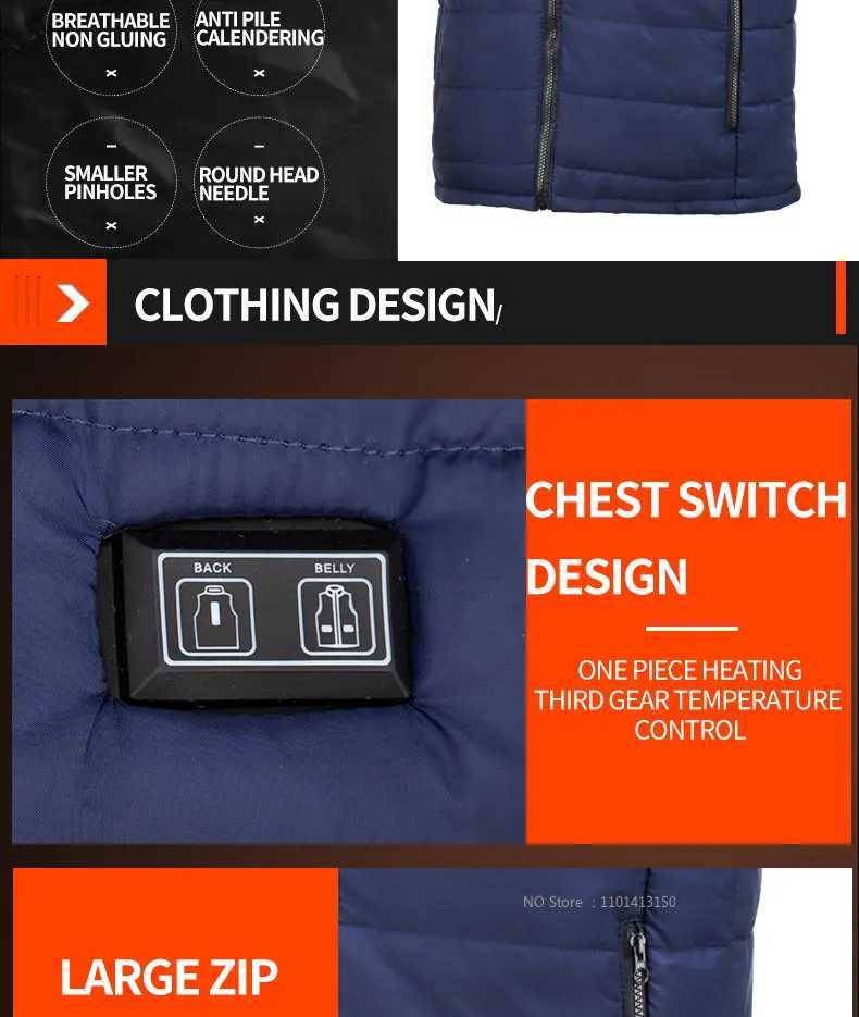 13 PCS Heated vest Jacket Fashion Men Women Coat Intelligent USB Electric Heating Thermal Warm Clothes Winter Heated Vest H251017