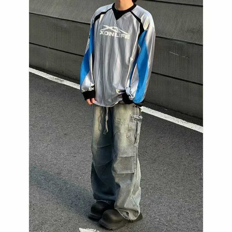 Jeans Mens Autumn Wideleg Loose Straight Pleated Old Casual Trousers Foyer Wear New Mens Thin Pants Sport Y2k Hairpin1 Y251105