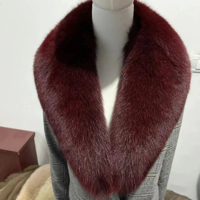 Winter Real Fox Fur Collar Woman Furry Natural Raccoon Fur Scarf Shawls Neck Warmer Wraps For Coat Fur Scarves Large Size 251011 - view 4