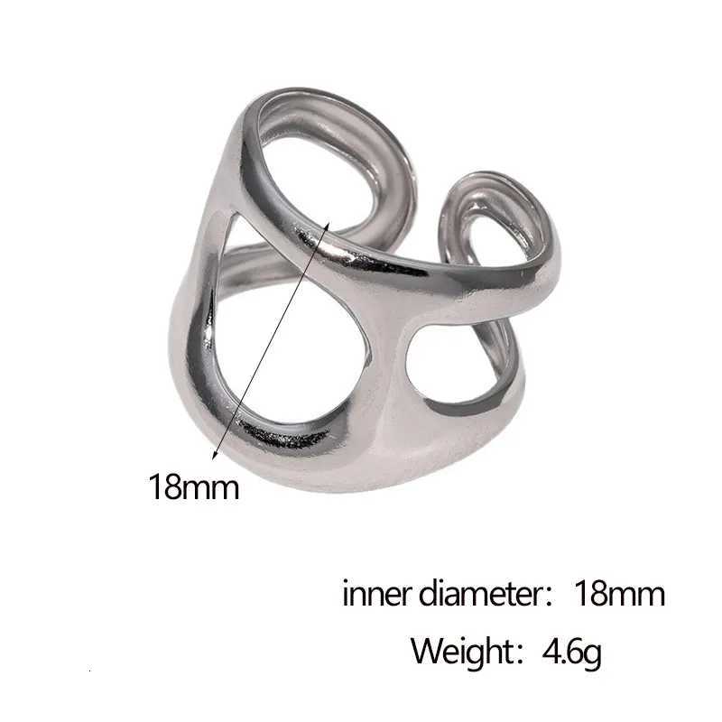 2025 New Simple Geometric Hollow Ring Neutral Design Book Jewelry Open Stainless Steel Rings W251017