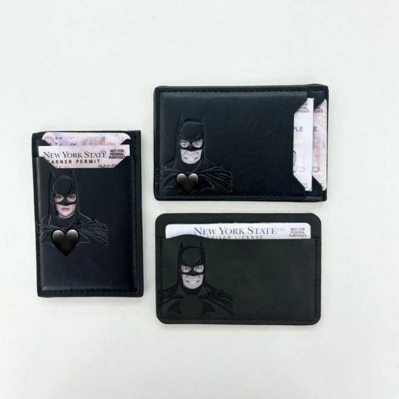 Black Bat Card Holder ID Wallet Leather Case Wallet With Anime Figures Creative Anniversary Birthday Gifts for Dad HusbandW251017