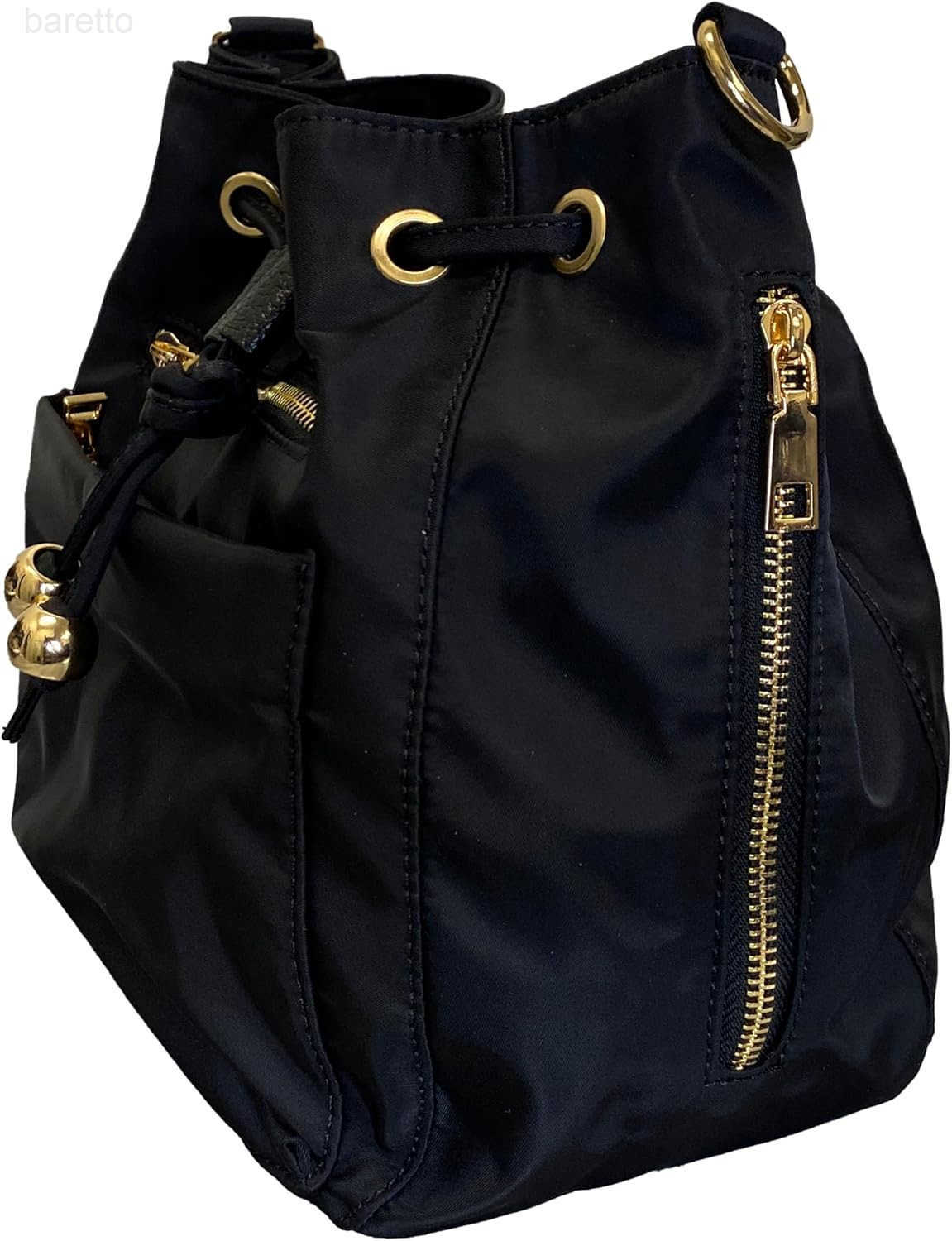 Premium Nylon Bucket Bag with 7 Zipper Pockets Premium Drawstring Bucket Bag Purse for Women Z251017