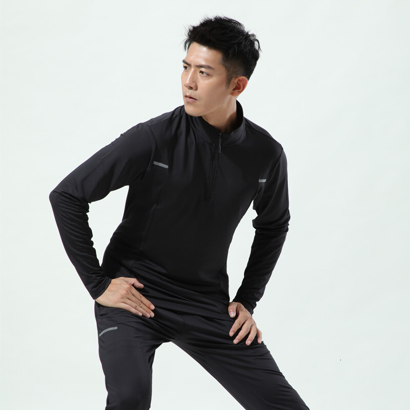 Quick-Dry Sports Long Sleeve Set for Men, Autumn and Winter Breathable Running Top