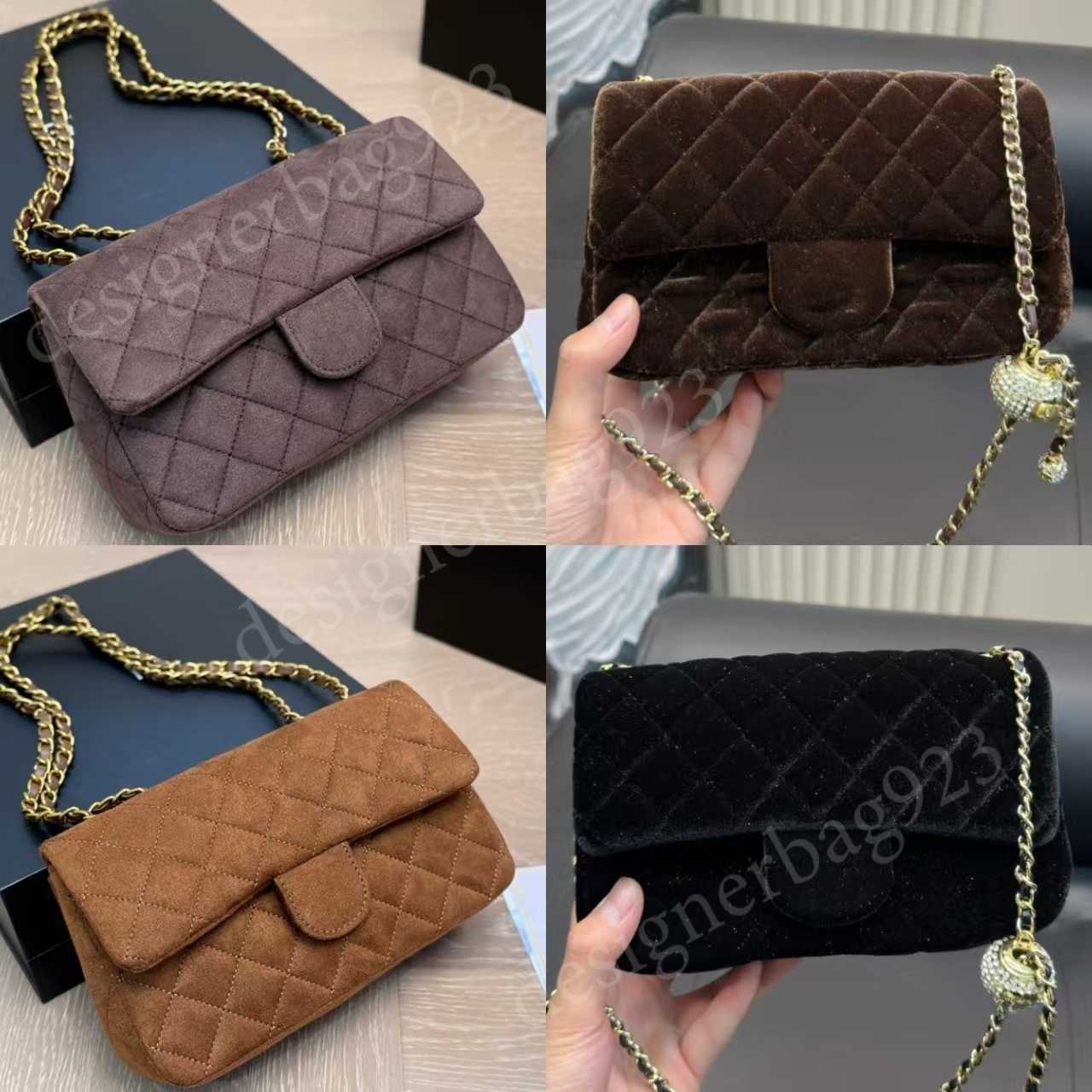 Luxury cc Bag Quality 25A Suede Designer Bag Cross Body Women's Shoulder Wallet Retro Chan bags Hairy Velvet Chain CF Bag Cloth Suede Bag Handbag chan Pink Bag a3f
