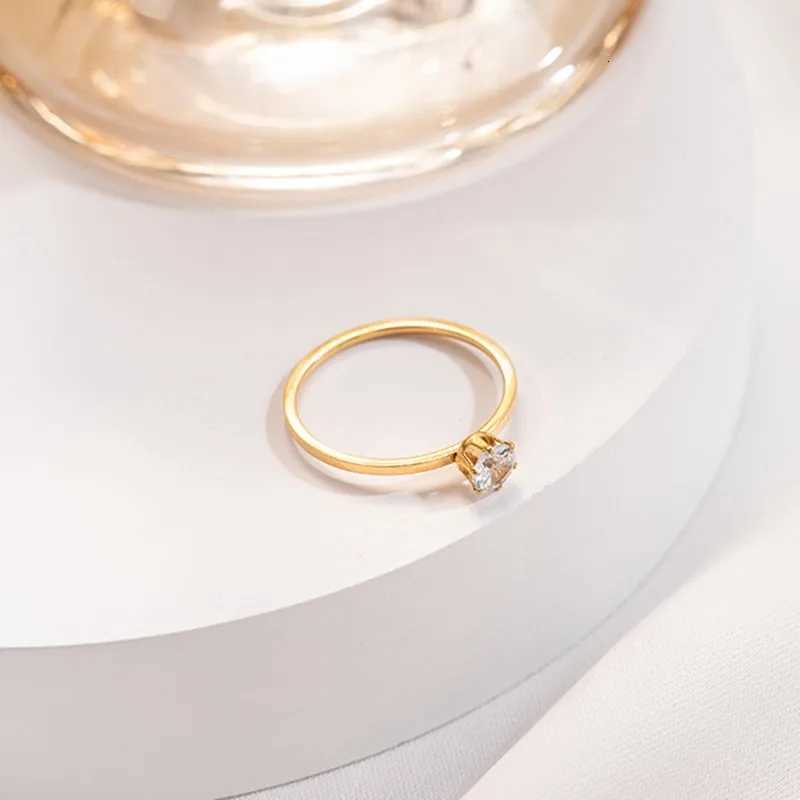 4mm Single CZ Stainless Steel Thin Ring Wedding Band for Women Girl Size 310W251017