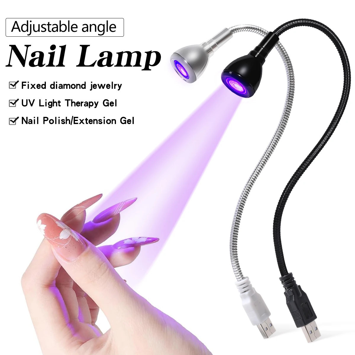 360 Degree Adjustment Nail Lamp Usb Desk Lamp Gooseneck Lamp Enhancement Light Nail Polish Uv Curing Violet Light Quick Drying 251014