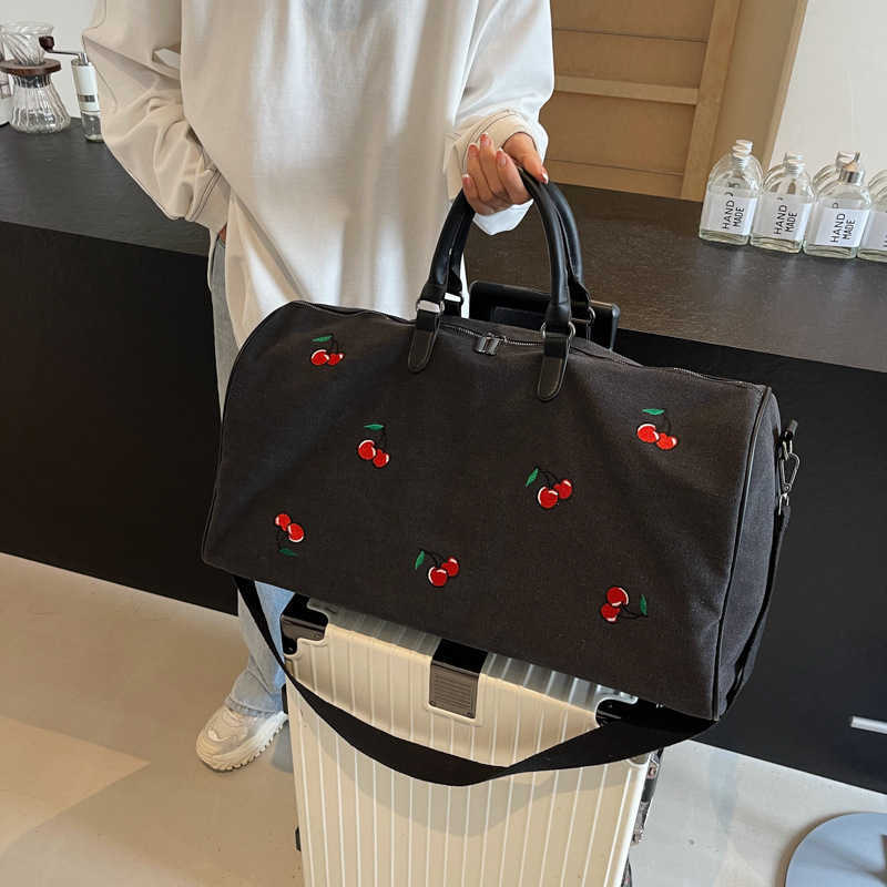 Canvas Travel Bag for Women, Extra Large Capacity Outdoor Business Trip Travel Luggage Bag, Ladies Handheld Sports Fitness Bag