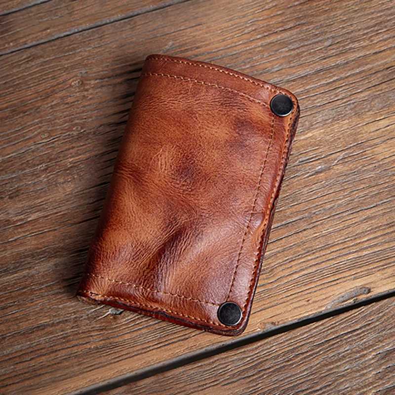 GURO High Quality Men Genuine Leather Wallet Vintage Bifold Money Clip Credit Card Holder Luxury Design with Zipper Coin PocketW251017