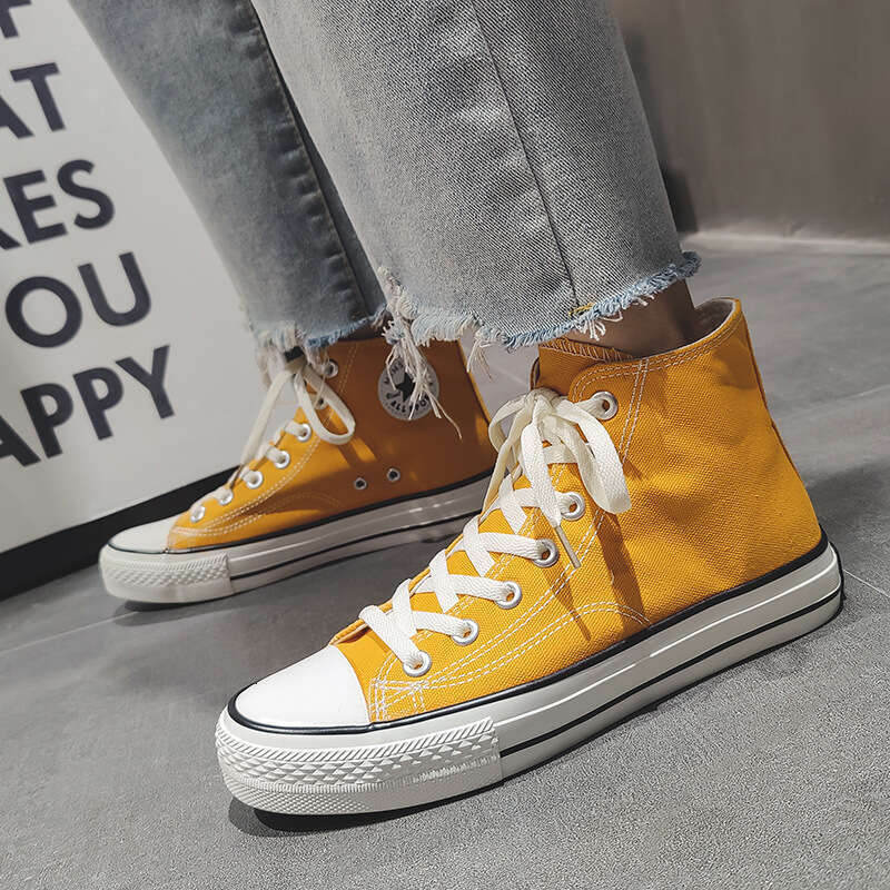 Three Times Vulcanized new Canvas High Top Casual Shoes Korean Version Versatile Student Sneakers Men's Couple Style