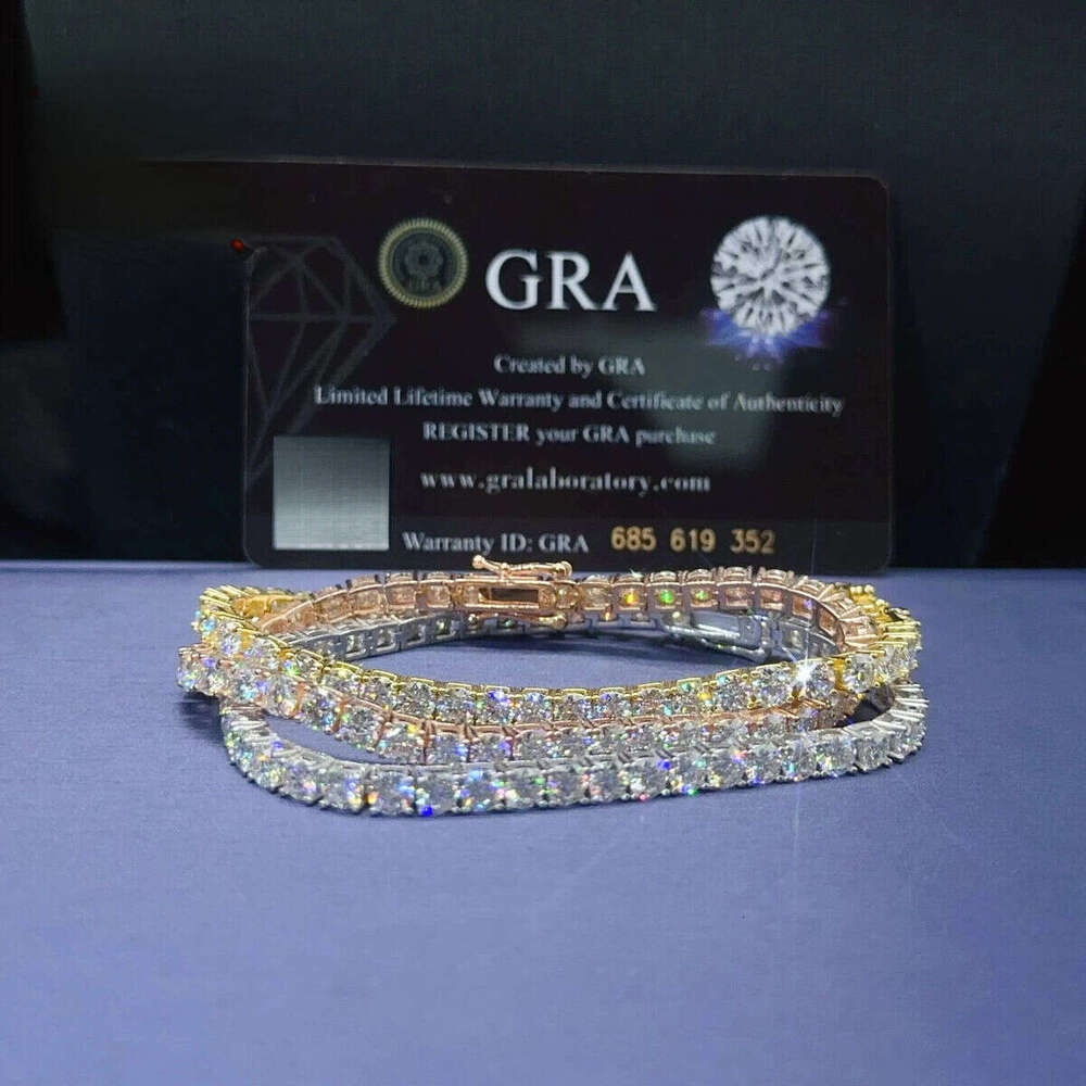 High Quality Sterling Sier Ice Out 4mm 65 Moissanite VVS Tennis Chain Bracelet for Men Women