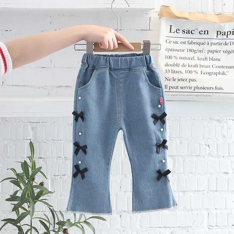 Spring Girls Jeans Pants Korean Fashion Flare Trousers Kids Casual Pants Autumn Children Trousers 12 3 4 5Yrs Toddler Girl PantsT251017