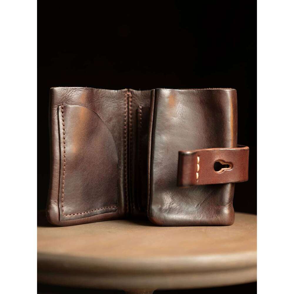 Designer Bags Simple Casual Vintage Handmade Heavy Cow Men's Short Wallet Genuine Leather Women's ID Coin Purse Hot Selling