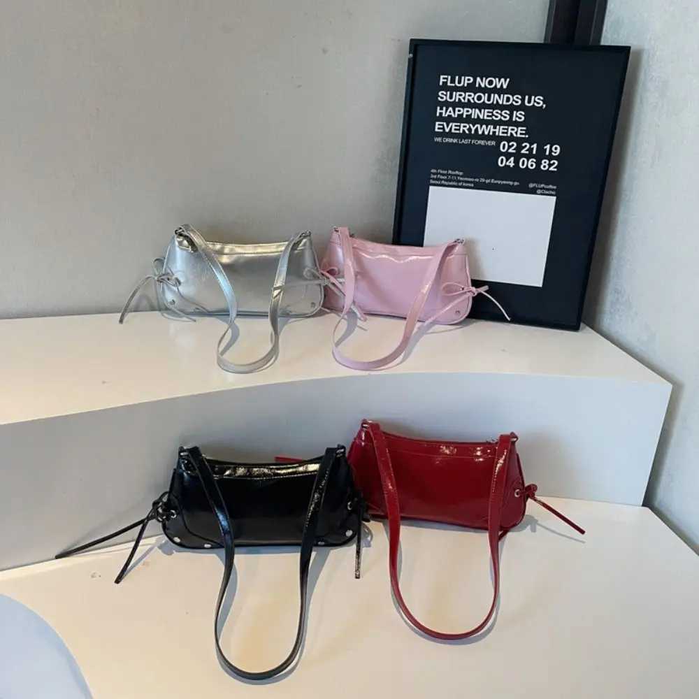 Cute Solid Color Shoder Bag Designer Bow Tie Armpit Bag PU Leather Y2K Wen Handbag Ladies1 D251017