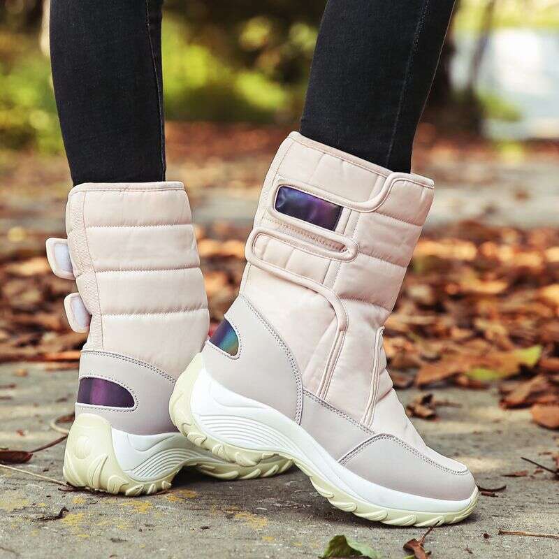 HZCL New High-Top Cotton With Suede Warm Women Shoes And Long-Barreled Snow Boots In Winter