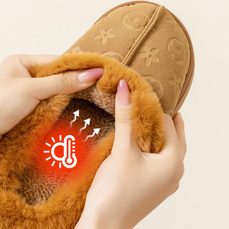 Winter New Home Shoes Fleece Lined Warm Thick Sole Outdoor Indoor Fashion Cotton Slippers