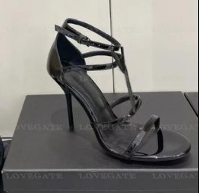 High Quality Women Luxurys Designers Sandals Heels Shoes Open Toe Genuine Patent Leather Alphabet Shoe Dress shoes