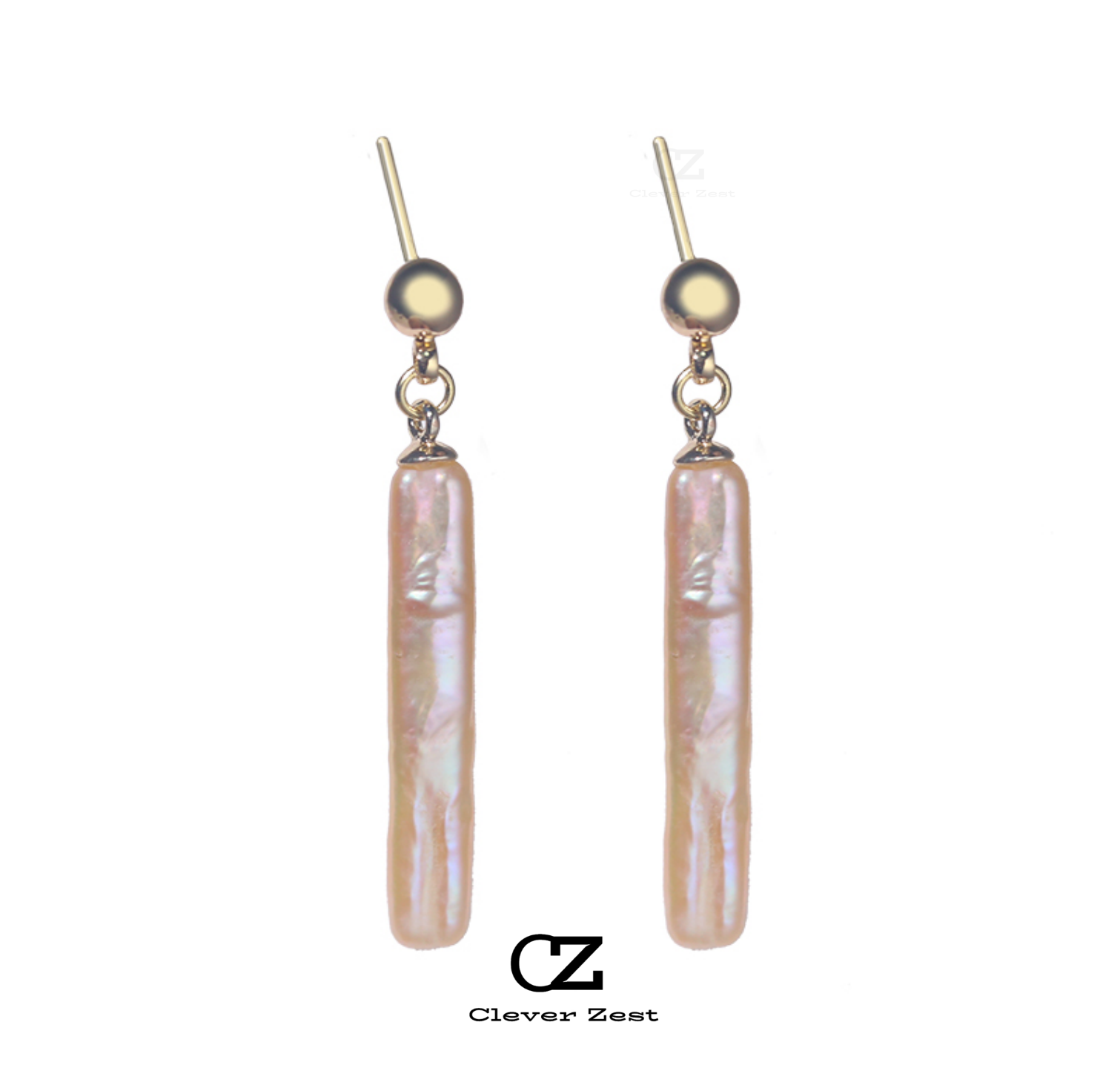 Natural Baroque Champagne-Colored Pearl Small Gold Bean Stud Earrings 14K Gold-Filled Fashionable Versatile Trendy Anniversary Gift Best Friend Gift