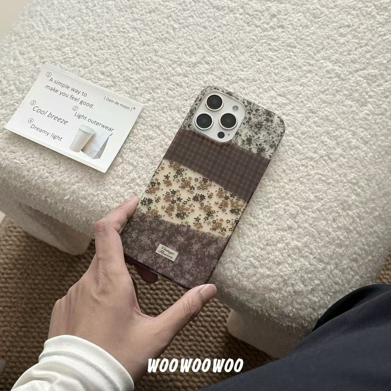 ins autumn and winter style pattern small floral patchwork compatible with iPhone 17 Pro Max Apple 16 phone case 15