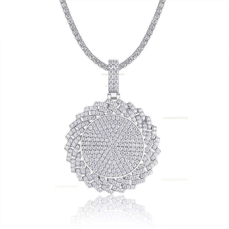 Iced Out VVS Moissanite Round Pendant S Sier Gold Plated Design Hip Hop Rapper Jewelry Statement Necklace