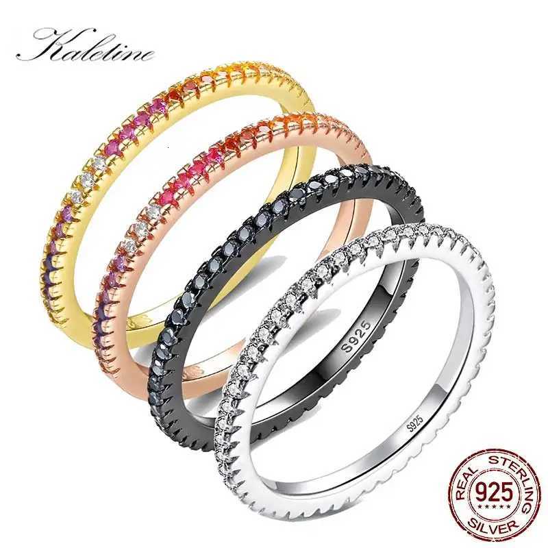 KALETINE Luck 925 Sterling Silver Rings For Women Classical Multicolor Mini CZ Women Wedding Rings Set for Couple Jewekry GiftW251017