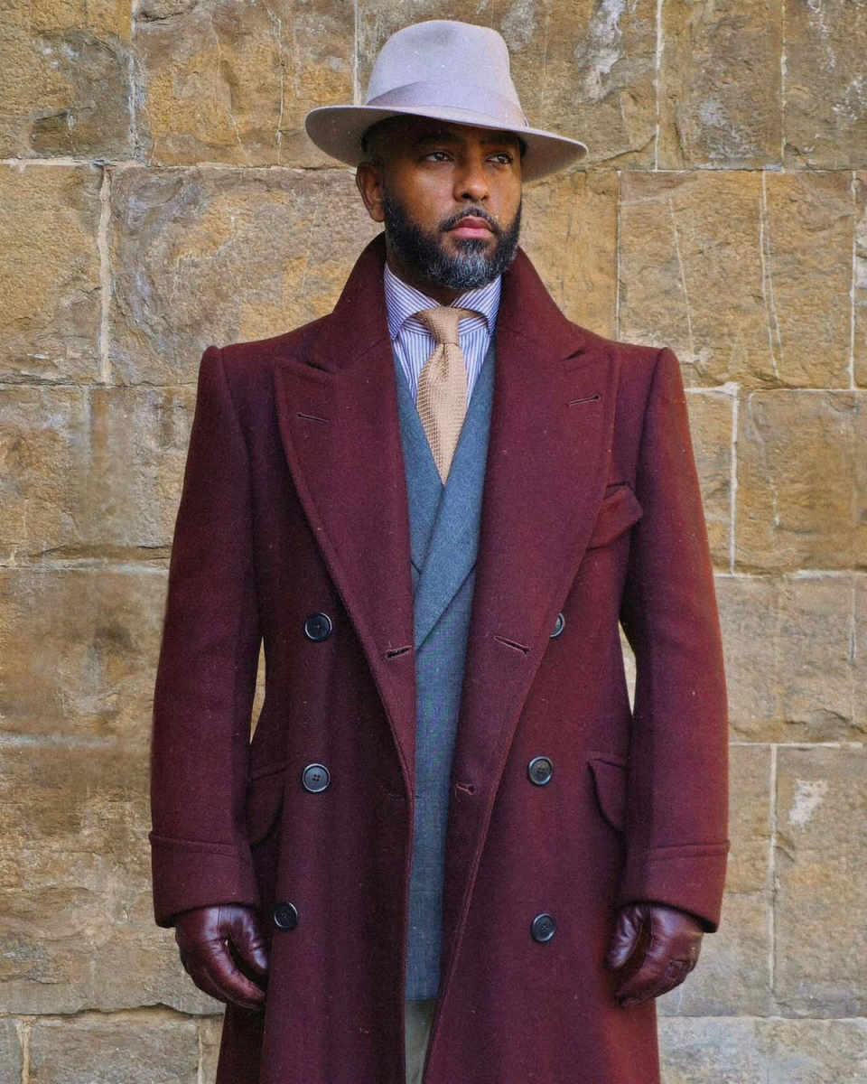 Classic Men Long Overcoat 1 Piece Blazer Double Breasted Winter Wedding Groom Warm Outerwear Male Special Occasion Customized