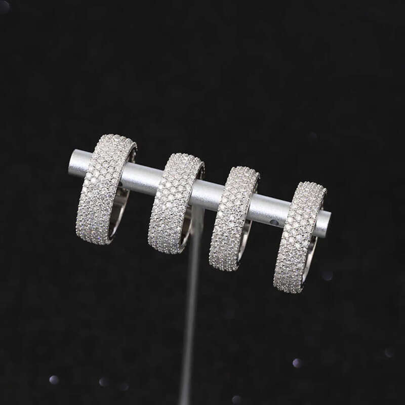 RTS Fashion Style Mans Sterg Sier Full ice out Moissanite Dia Hip Hop Rapper Cuban Ring