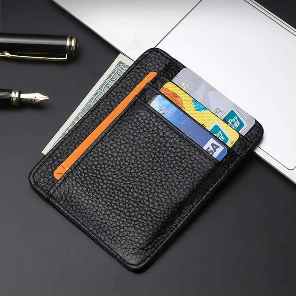 Multicard Slot Card Case Universal Genuine Leather Simple ID Package Ultra Thin Card Holder Men WomenW251017