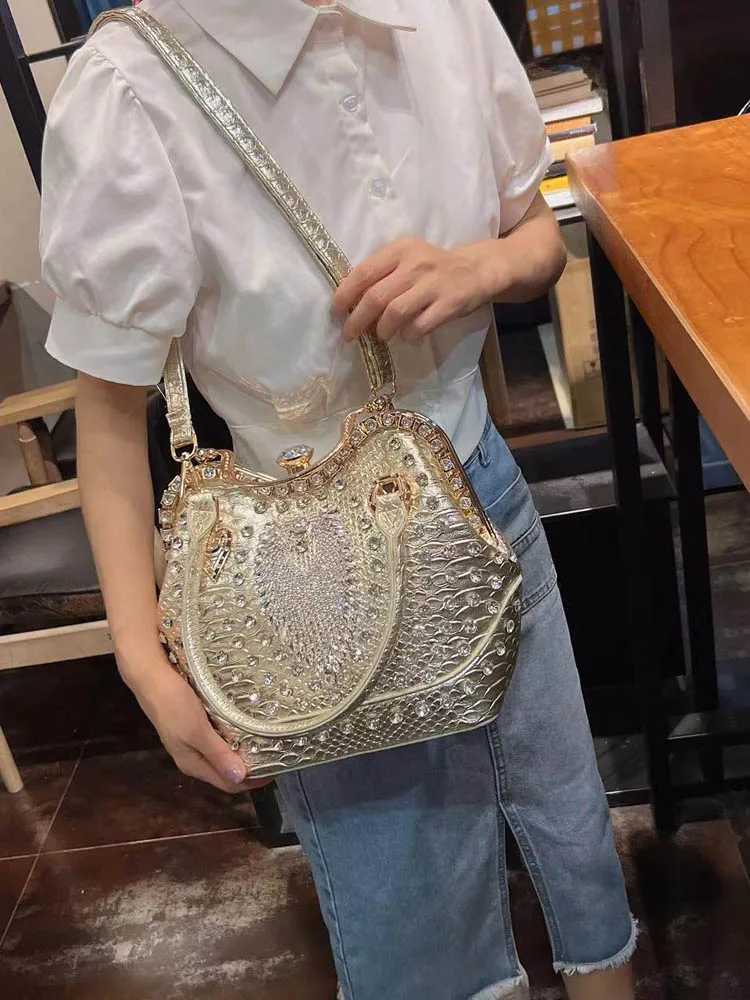 Women Fashion Single Shoulder Bags Luxury Rhinestone Pu Leather Bucket Bag Ladies Vintage Elegant Totes Handbag Crossbody Bags Z251017