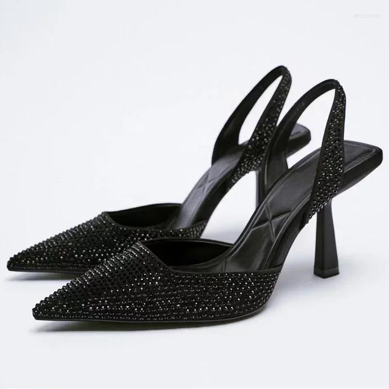 Dress ShoesSummer Brand Women Sandals Fashion Crystal Buckle High Heels Party Elegant Gold Woman Sexy Pumps designer