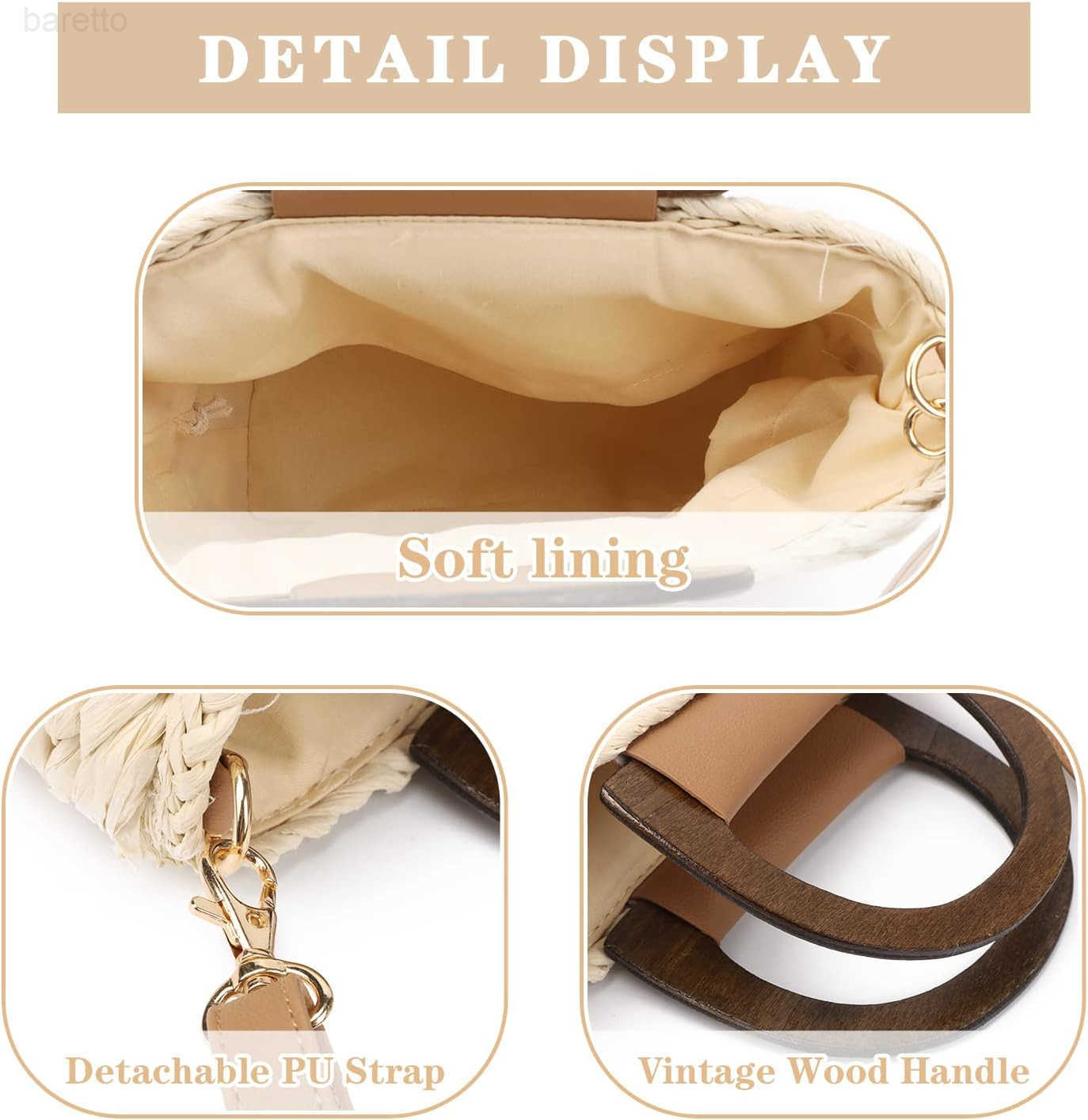 Straw Handbag Tote for Women Summer Beach Drawstring Rattan Bucket Bag Handmade Woven Hobo Shopping Purse Z251017