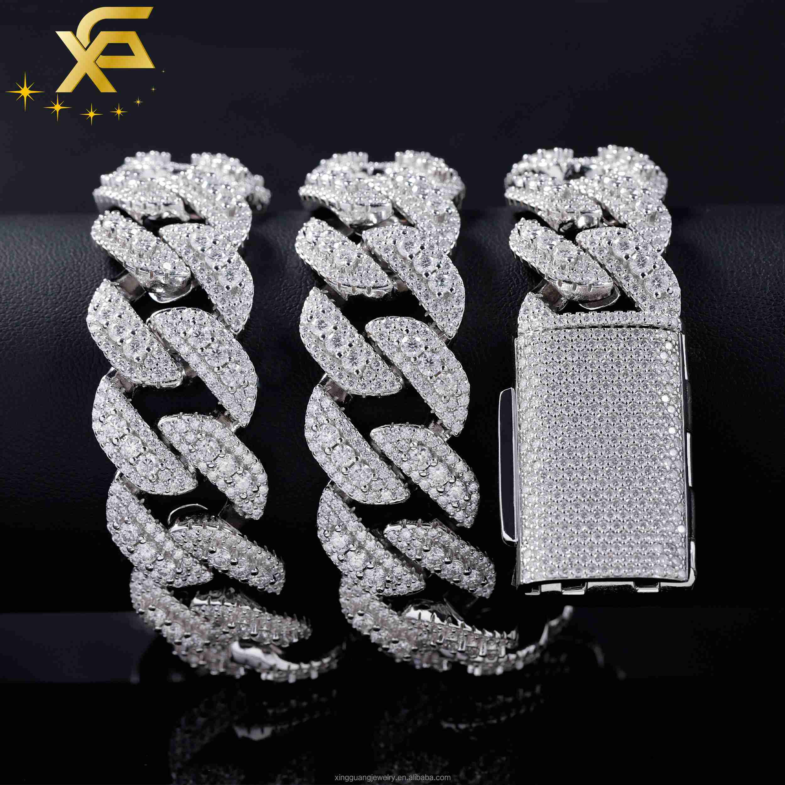 Pass Diamond Tester Moissanite Chain Necklace 13mm20mm S925 Silver Vvs Moissanite Iced Out Diamond Cuban Lidynamic Chain