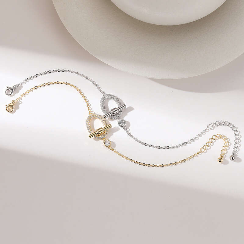 Small Q-shaped Pig Nose Simple Exquisite Super Shiny Full Dia Niche High-end K Gold Bracelet New Jewelry