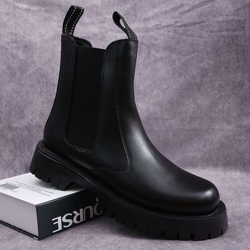 Men's Shoes Men's Martin Autumn And Winter Plus Veet High-Top Casual Leather Shoes British Versatile Thick-Soled Knight Short Boots