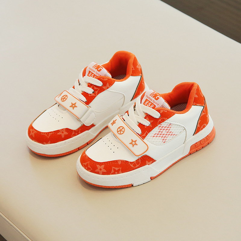 Designer shoes free shipping 2025 Spring Fashion Sports Shoes for Boys Velcro Mesh Casual Shoes for Girls size 21-35 black white orange blue green