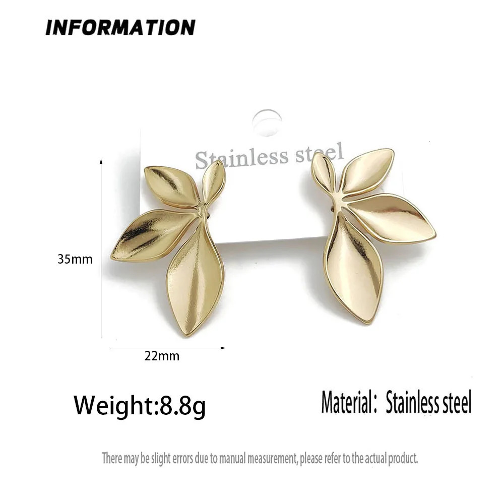 Creative heavy metal leaf starfish stainless steel earrings waterproof and rusty earrings for women party jewelry 251016