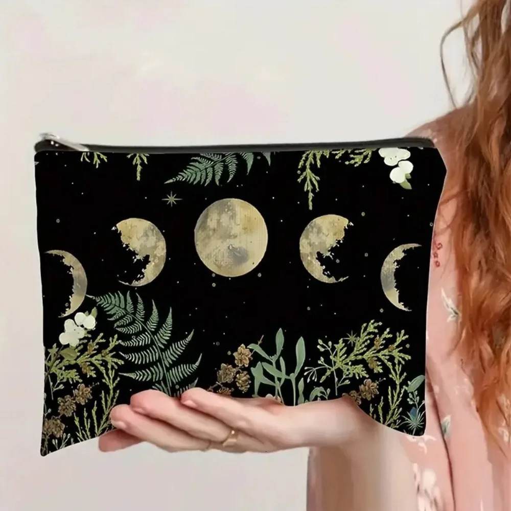 Cat and Moon Makeup Bag Trendy Durable Storage Bag Portable Forest Bag Gift Zipper Toiletry Bag Travel Organizer251011