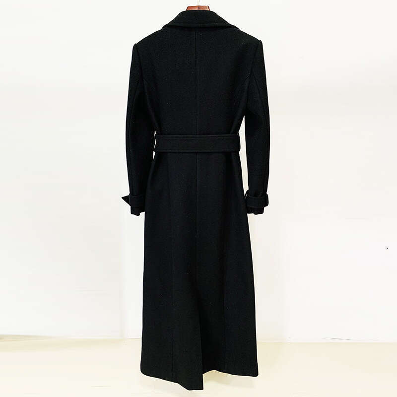 HIGH STREET Newest 2025 Fall Winter Fashion Designer Overcoat Women's Slim Fitting Belted Wool Blends Long Coat