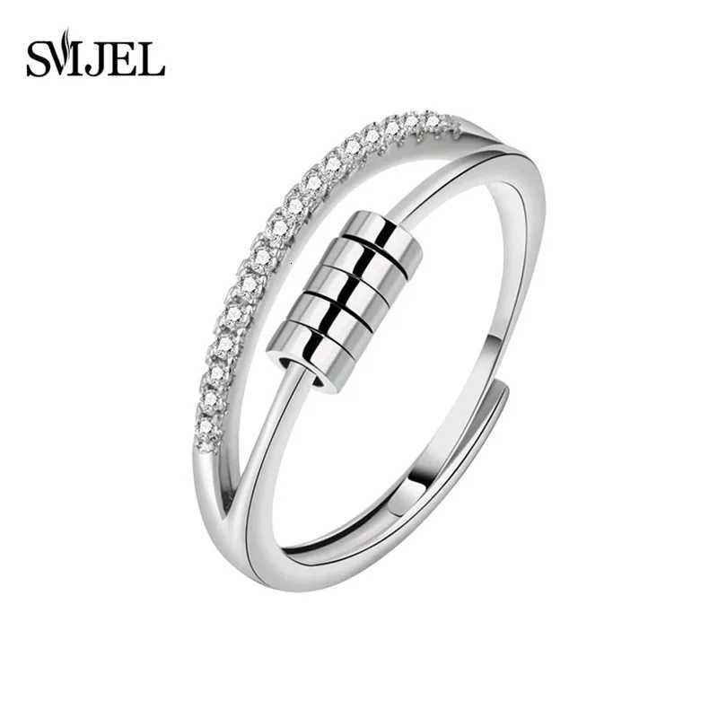 SMJEL Anti Stress Anxiety Ring Fidget Spinner Rings Adjustable for Women Rotating Freely Spinning Accessories Jewelry Gifts Z251017