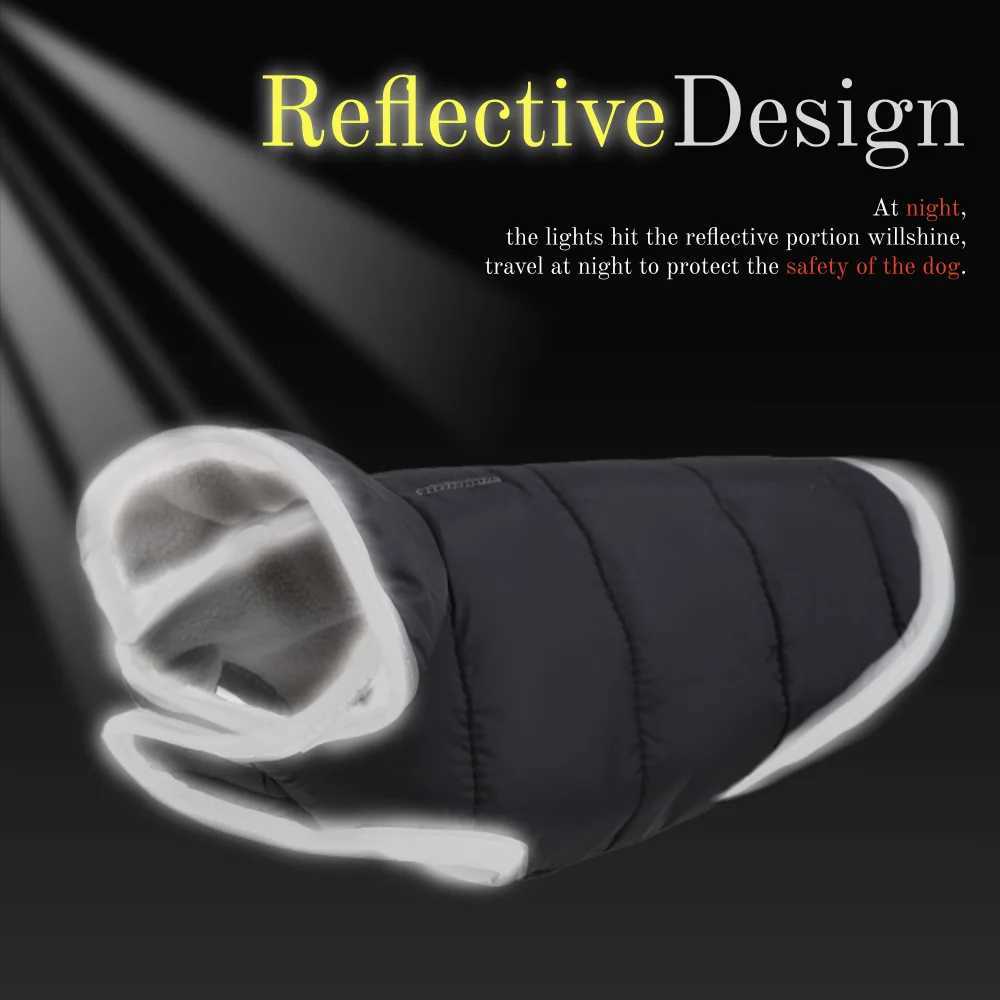 Reflective Pet Jacket With Leash Hole Reversible Waterproof Dog Outfits For Small Medium Dogs Cat Warm Chihuahua Vest For WinterW251017