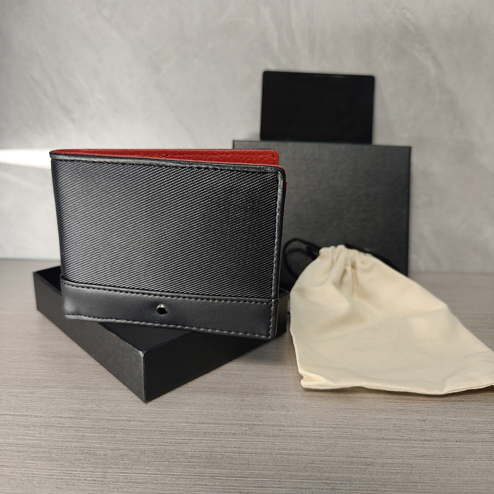 Men's double-layer folding zero wallet tote bag designer luxury cardholder mini business card box black and red matching wallet fashionable belt box