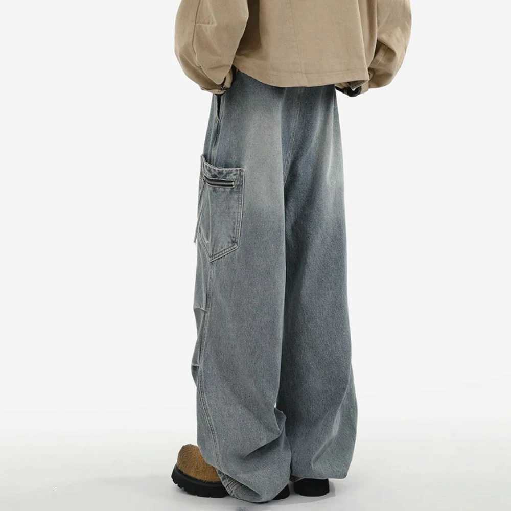 Mens Jeans Cargo Big Pocket Washed Casual Pants Summer Street Wear Fashion 1 Daily Wide Leg Pants MenS Clothing 2025 New1 Y251105