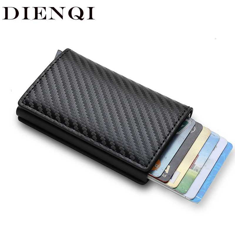 Anti Rfid Carbon Fiber ID Credit Card Holder Men Wallets Mini Automatic Pop up Bank Cardholder Case Minimalist Vallet ChoiceW251017