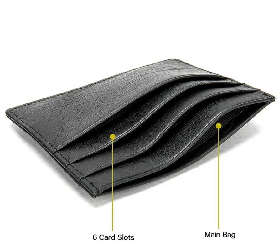 Genuine Cow Leather ID Card Holder Business Credit Card Wallet With 7 Card Slots Slim Card CaseW251017