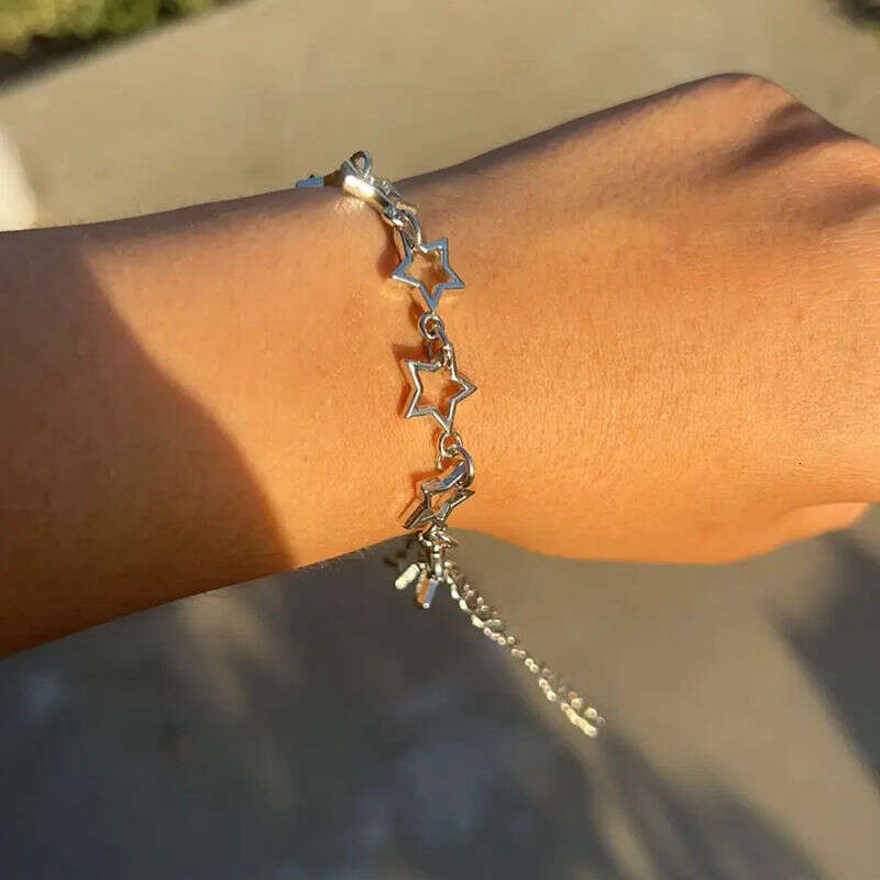 Hollow Star Link Bracelet Hollow Five-Pointed Unisex Fashion Star Shape DIY Jewelry Gothic Alloy Bracelet
