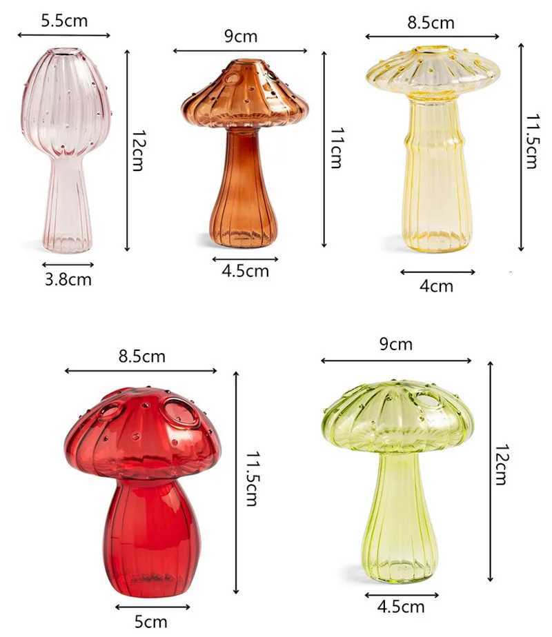 Mini Mushroom Glass Vase Hydroponic Aromatherapy Bottle Hydroponic Flower Plant Decoration Home Nordic Vase Table Creative Vase C251017