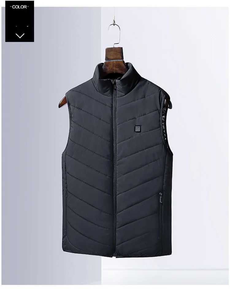 5 Color Outdoor Heated Vest Men Women Winter Sleevless USB Heating Jacket Stand Collar Heating Thermal Waistcoat Hiking Coat H251017