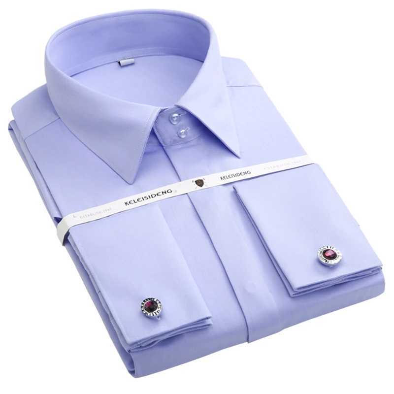 Classic French Cuff Button Mens Dress Shirt Long Sleeve Casual Designer Fashion Male Business Formal Tuxedo Double Cuff Shirts J251017