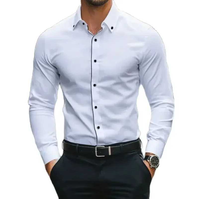 Bolubao Men White Shirt Fashion Brand New Patchwork Long Sleeve Casual Elastic Smart Casual Male Business Shirt J251017
