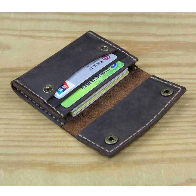 Luxury Handmade Crazy horse Genuine Leather Card Holder Men Card ID Holders Women Business Card Wallet Card Case Purse Bag GiftW251017