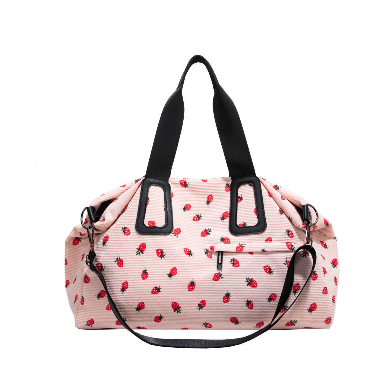 Fashion Large Capacity Handbag Versatile New Women's Strawberry Shoulder Bag Crossbody Bag Corduroy Print Travel Bag 250415